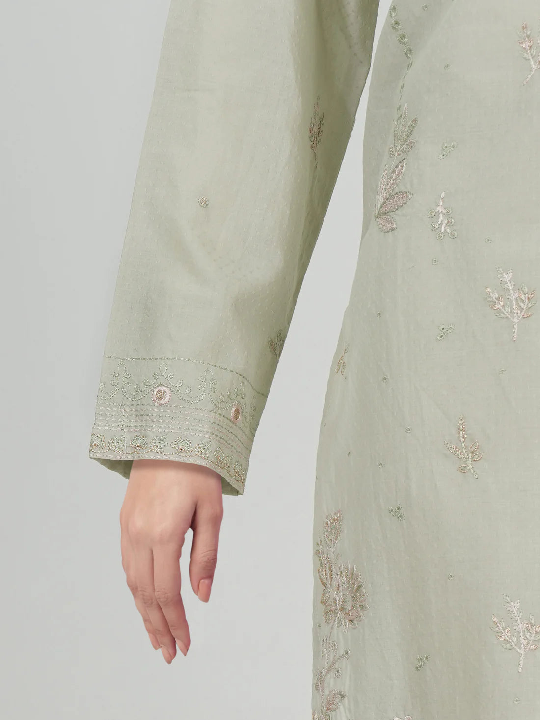 3 Piece Dobby Suit- Embroidered (Pret)