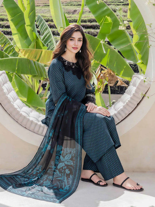 3 Piece Silk Suit- Embroidered (Pret)